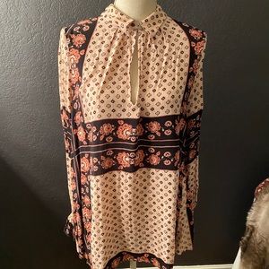 FREE PEOPLE Border Print Collar Tunic